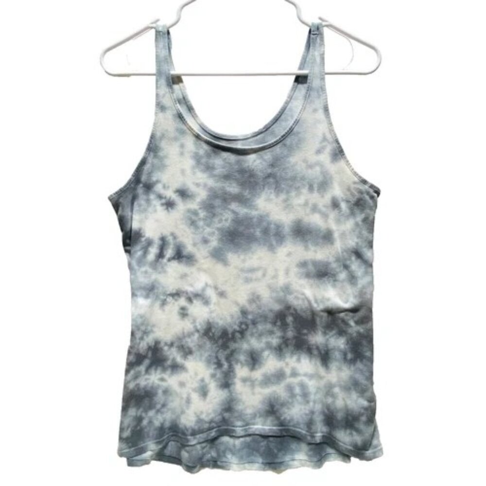 Mossimo Tank Top Women's Medium Steel Blue Grey White Tye Die Clothing EUC